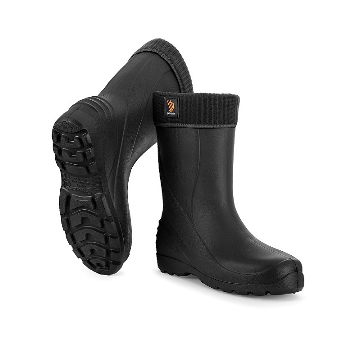 Kalosze damskie EVA LARIS (czarne, zielone) - obrazek 2