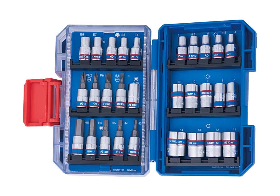 Zestaw narzędzi 1/4" 48 szt. (nasadki krótkie 6-kąt. 5 - 14mm + bity) - obrazek 2